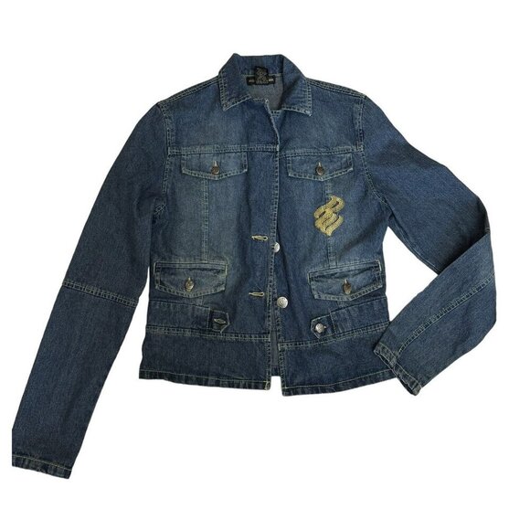 Rocawear Jackets & Blazers - Y2K Rocawear Embroidered Denim Jacket Med Large Vintage 90s Fitted Blue Jean